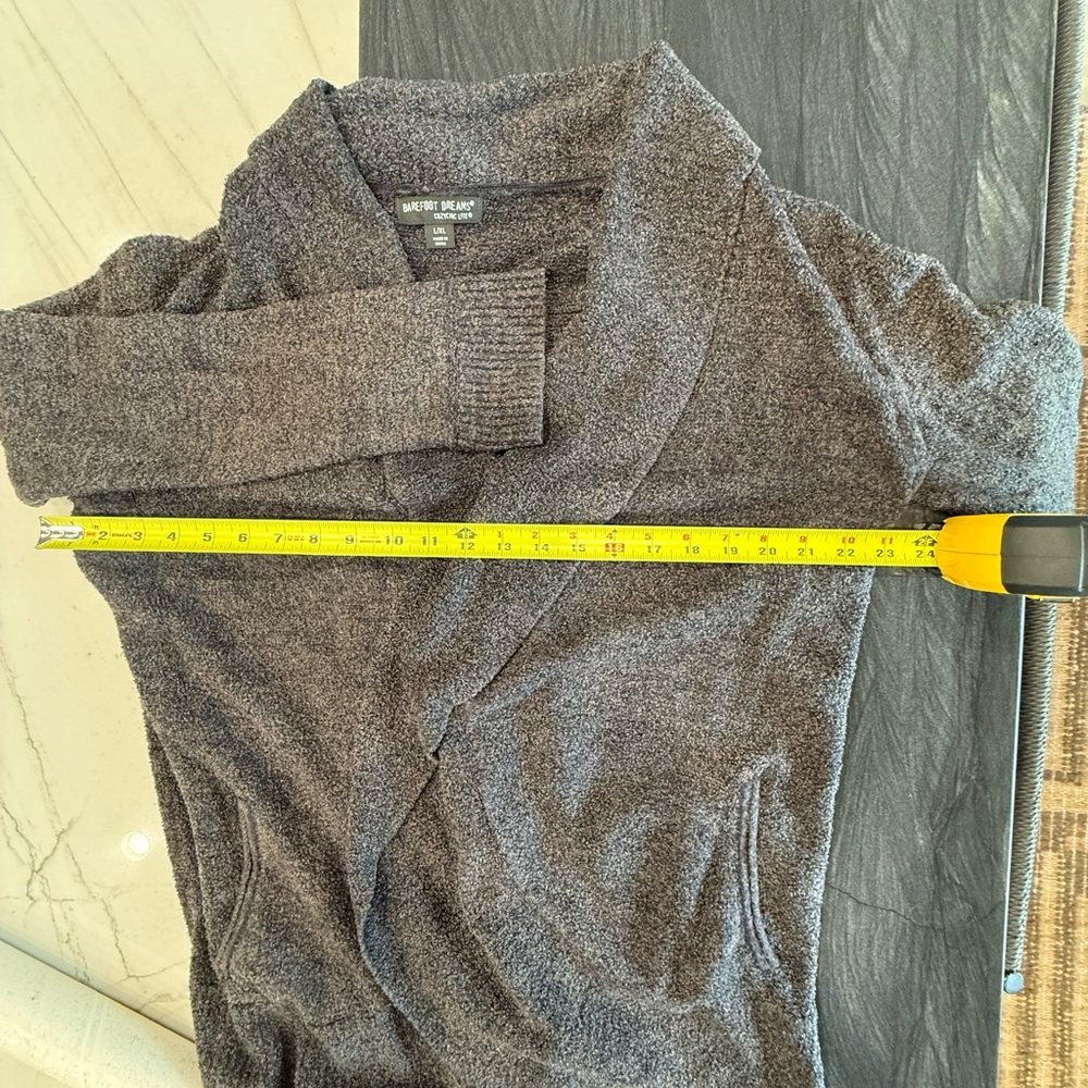 Barefoot Dreams Cozychic Lite Charcoal Open Front Cardigan - Picture 9 of 9